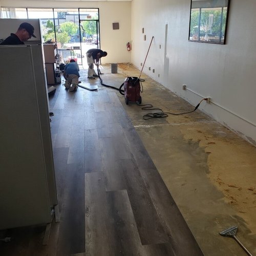 Luxury vinyl installation from Stafford's Discount Carpets in Loma Linda, CA